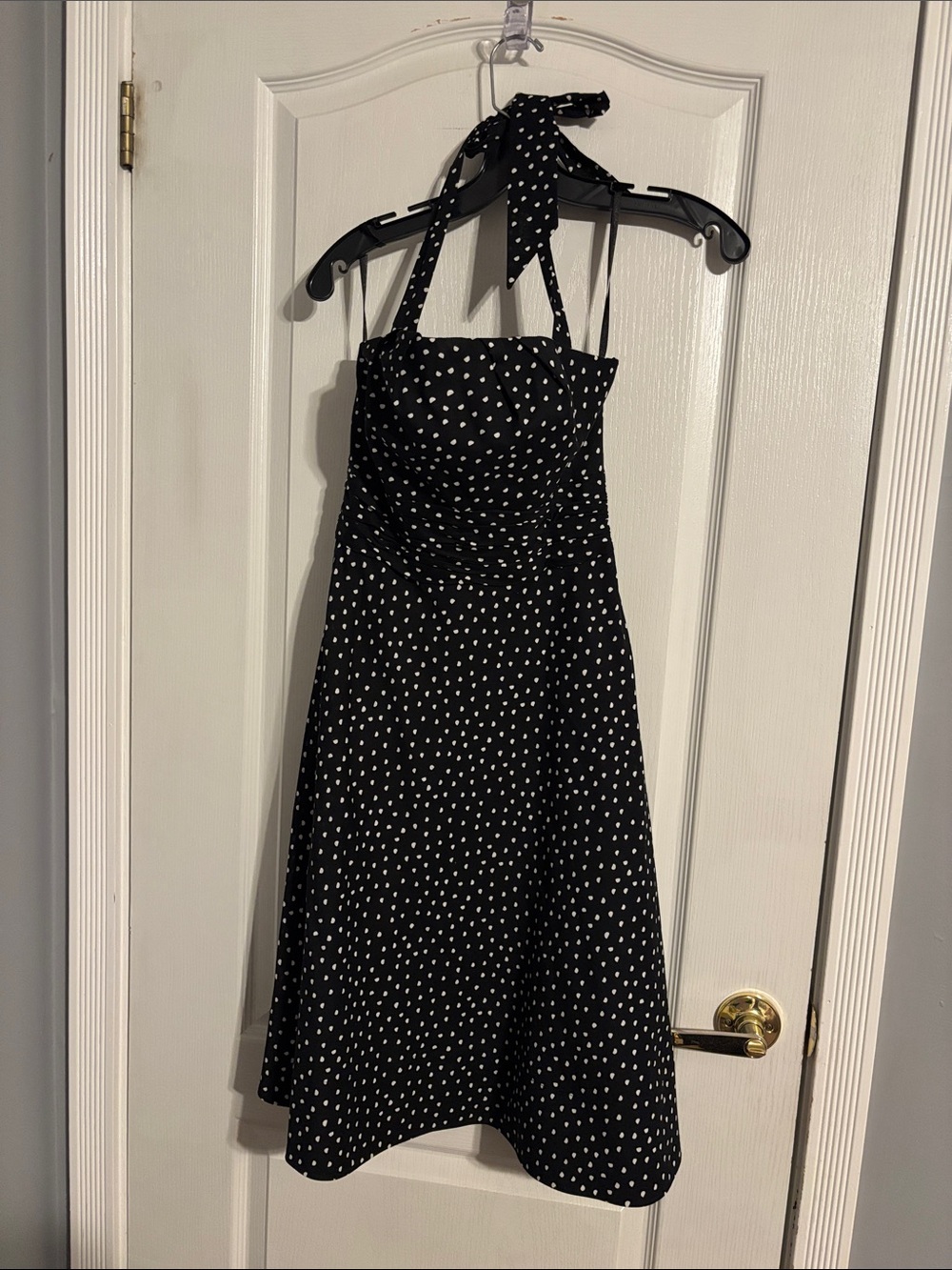 White House Black Market Black and White Polka Dot Halter Dress
